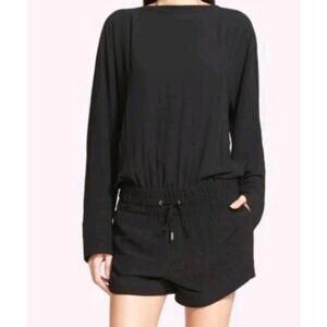 Helmut Lang Crepe Romper Large Black AXIO Long Sleeve Crepe
